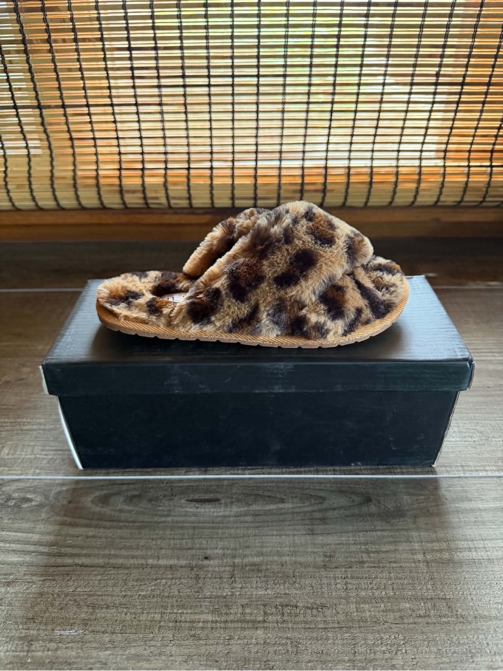 Dearly 1 Faux New Fur Leopard Print Slipper - All Sizes - Ships Today